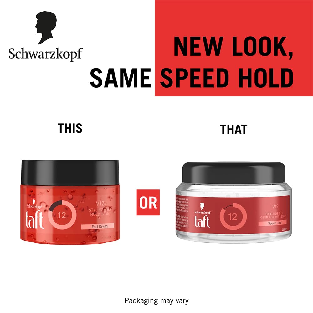 Schwarzkopf TAFT Power V12 Hair Gel With Speed Hold Technology |Fast Drying formulation| Moisturising formula| Non-stick & Easy to Wash off| No Alcohol, No Sulphate |Vegan & Peta approved - 250ML