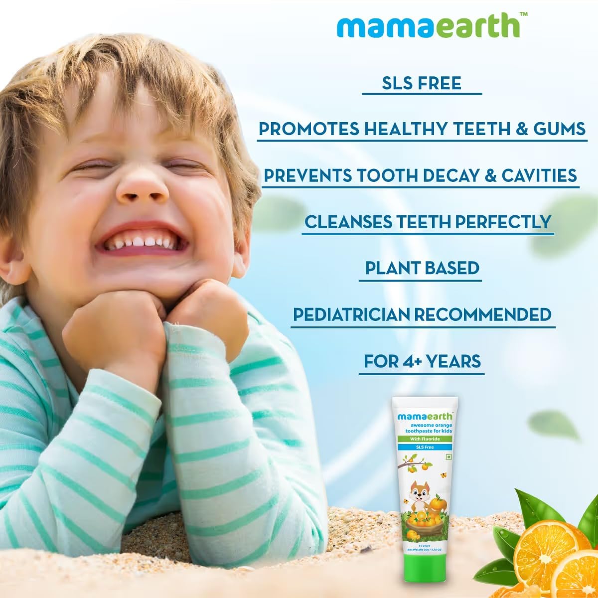 Mamaearth Toothpaste for Kids Awesome Orange 4+ years 50gm (Pack of 2)