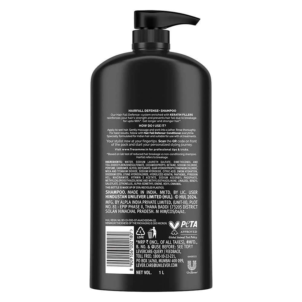 TRESemme Hairfall Defense+ Shampoo 1000ml With Keratin Fillers