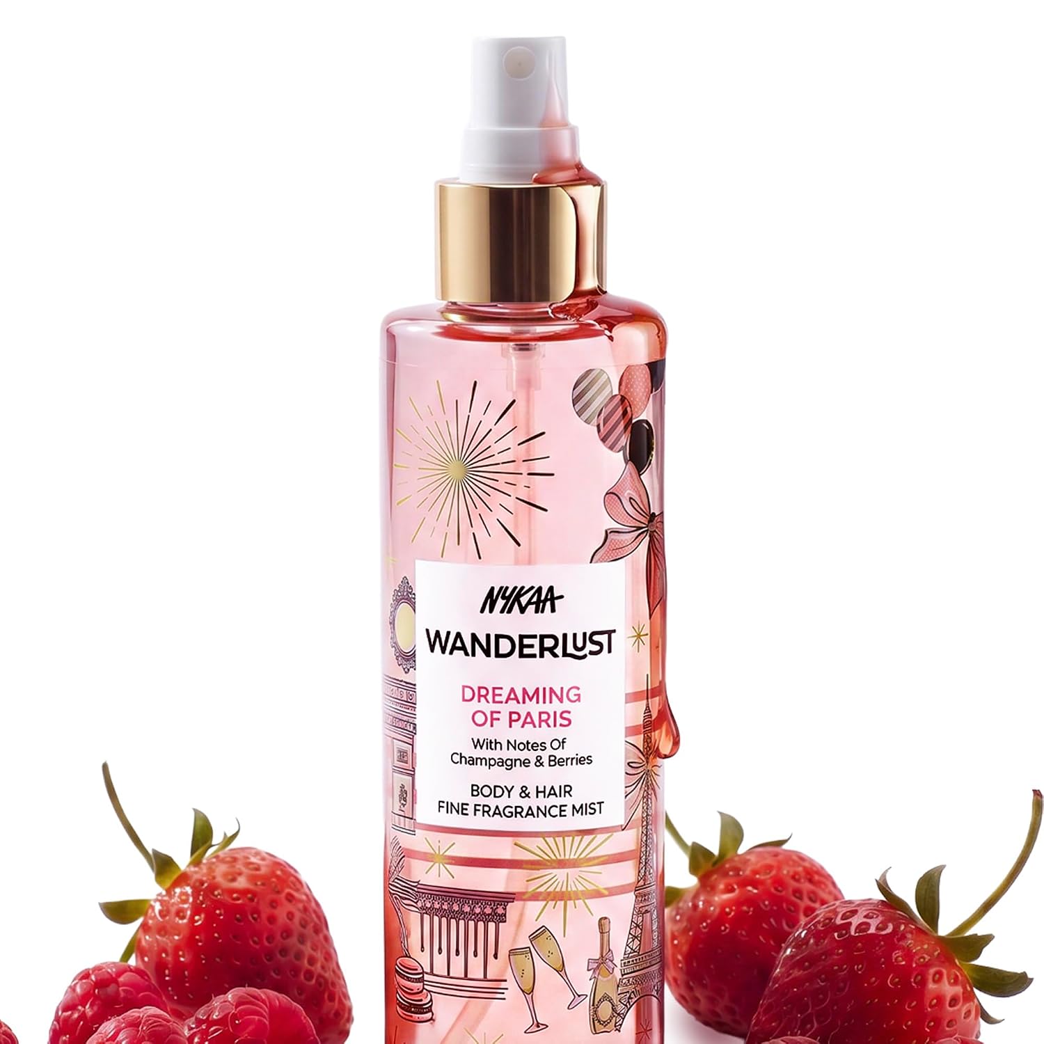 Nykaa Wanderlust Dreaming of Paris Body & Hair Mist, Champagne & Berries Fragrance, Cruelty-Free, Long-Lasting Fine Perfume Spray, 200ml