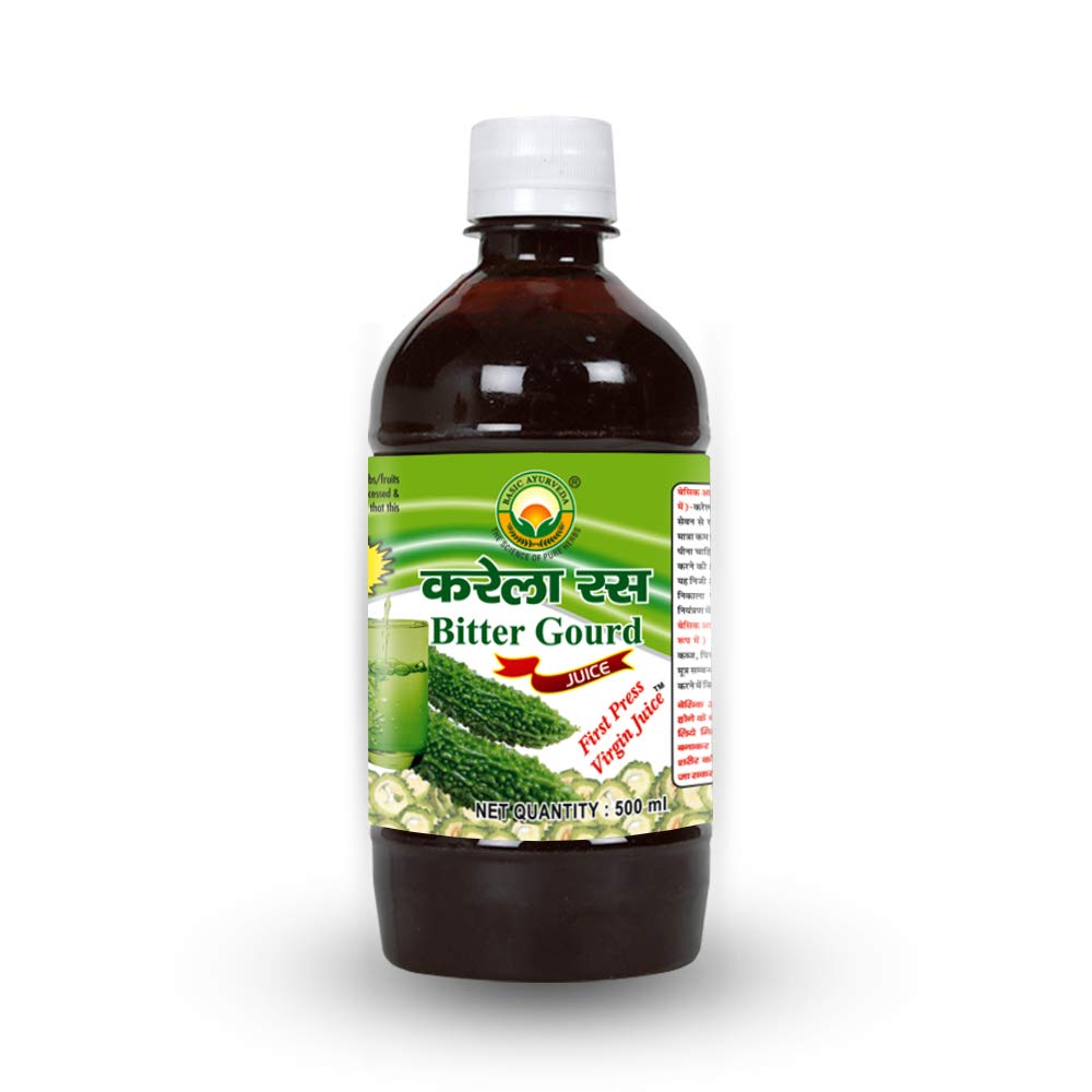 Basic Ayurveda Bitter Gourd Juice 500 ml For Immunity and Digestion, blood sugar levels and bad cholesterol levels.