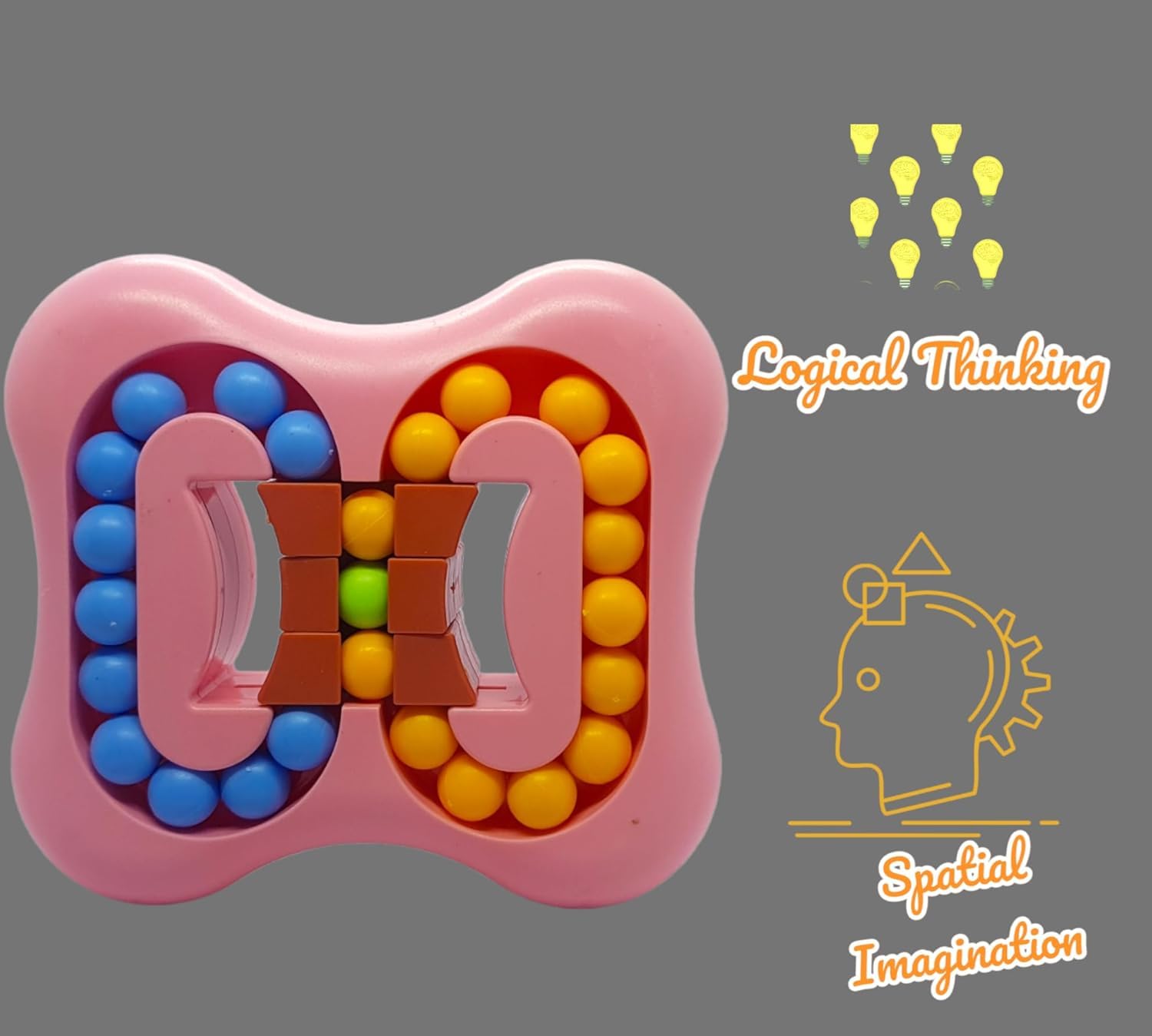 Magic Bean Puzzle Cube Toy for Kids and Adults - Rotating IQ Ball Brain Teaser with Color Matching Sliding Game