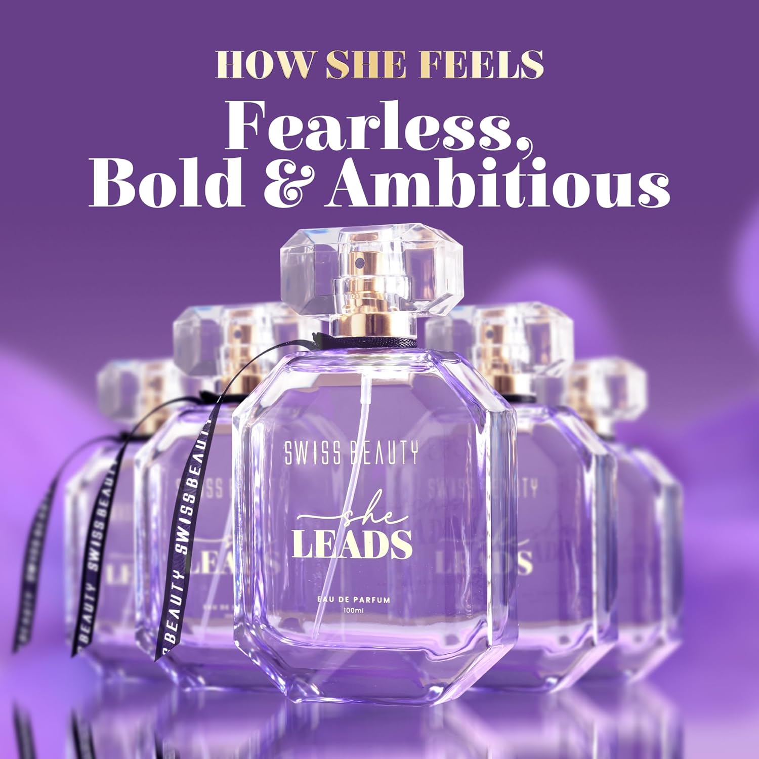 Swiss Beauty She Leads EDP, 100ml | Long-Lasting | Ideal For Gifting | Everyday Wear | Top Note: Elemi | Middle Note: Violet Flower | Base Note: Musk