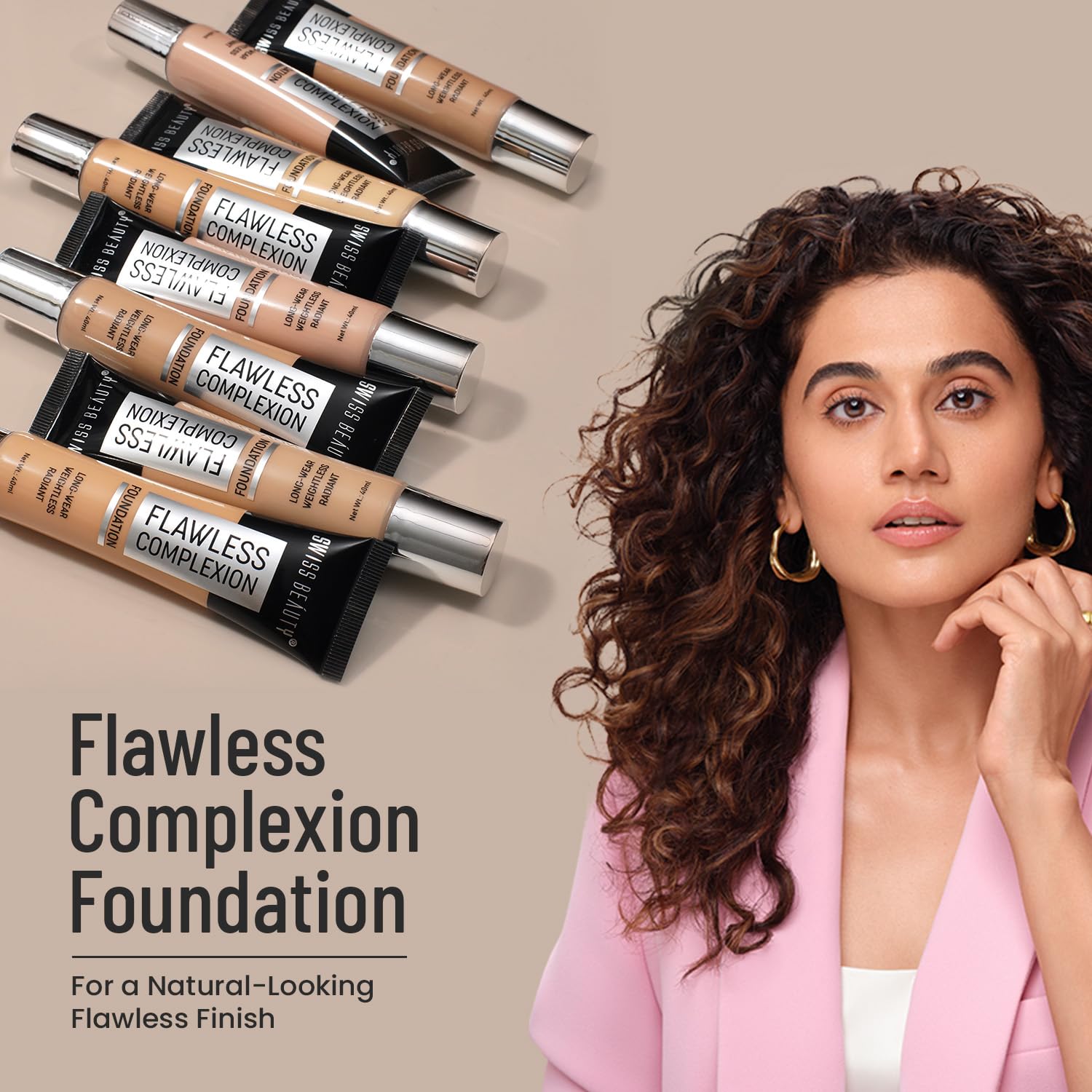 Swiss Beauty Pearl Illuminator Light Coverage Natural Foundation Cream For All Skin Types, Face Makeup, Shade- 04 Nude Warm, 35g