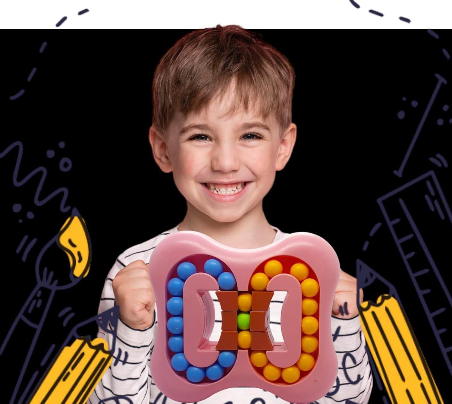 Magic Bean Puzzle Cube Toy for Kids and Adults - Rotating IQ Ball Brain Teaser with Color Matching Sliding Game