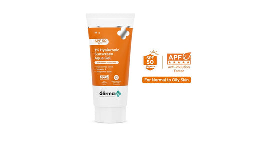 The Derma Co 1% Hyaluronic Sunscreen Aqua Gel SPF 50 PA++++ 80 gm