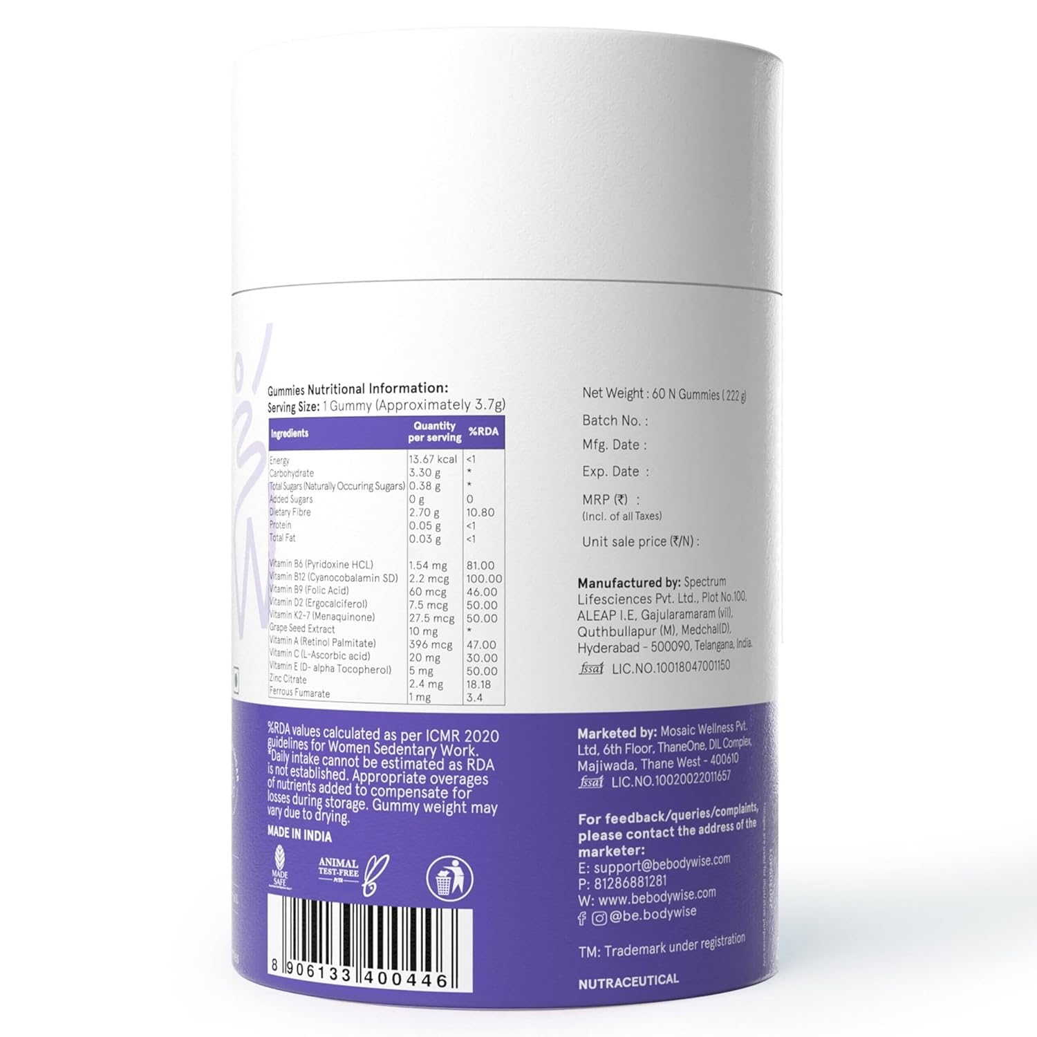 BeBodywise Hair Health Gummies - 60 Gummies