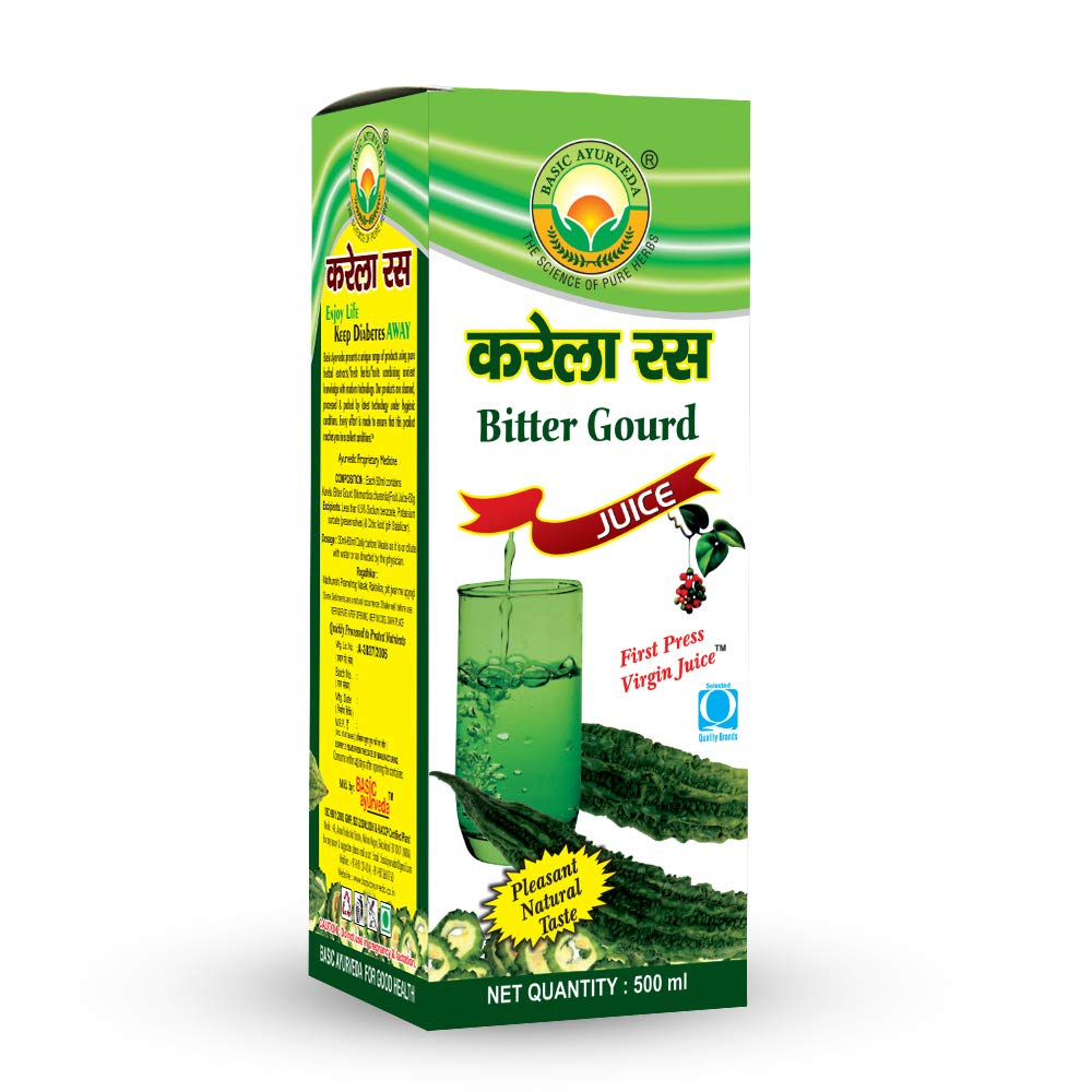 Basic Ayurveda Bitter Gourd Juice 500 ml For Immunity and Digestion, blood sugar levels and bad cholesterol levels.