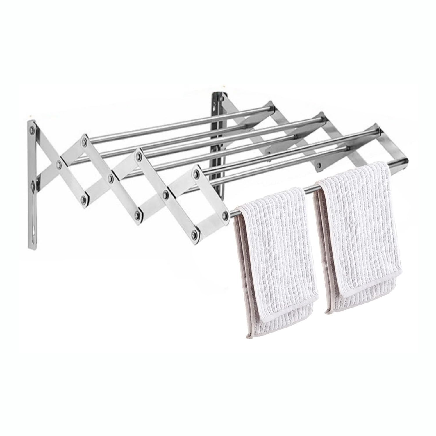 Drumstone (𝐒𝐩𝐞𝐜𝐢𝐚𝐥 𝟏𝟓 𝐘𝐞𝐚𝐫𝐬 𝐖𝐚𝐫𝐫𝐚𝐧𝐭𝐲 Stainless Steel Wall Mounted Foldable Zig Zag Clothes Drying Stand | Heavy Duty 7 Rod 2 Feet Towel & Laundry Rack | Balcony
