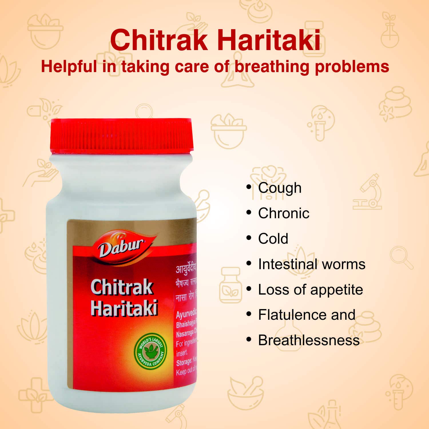 Dabur Ayurvedic Chitrak Haritaki (100g) for asthma, bronchitis, rhinitis, and tuberculosis