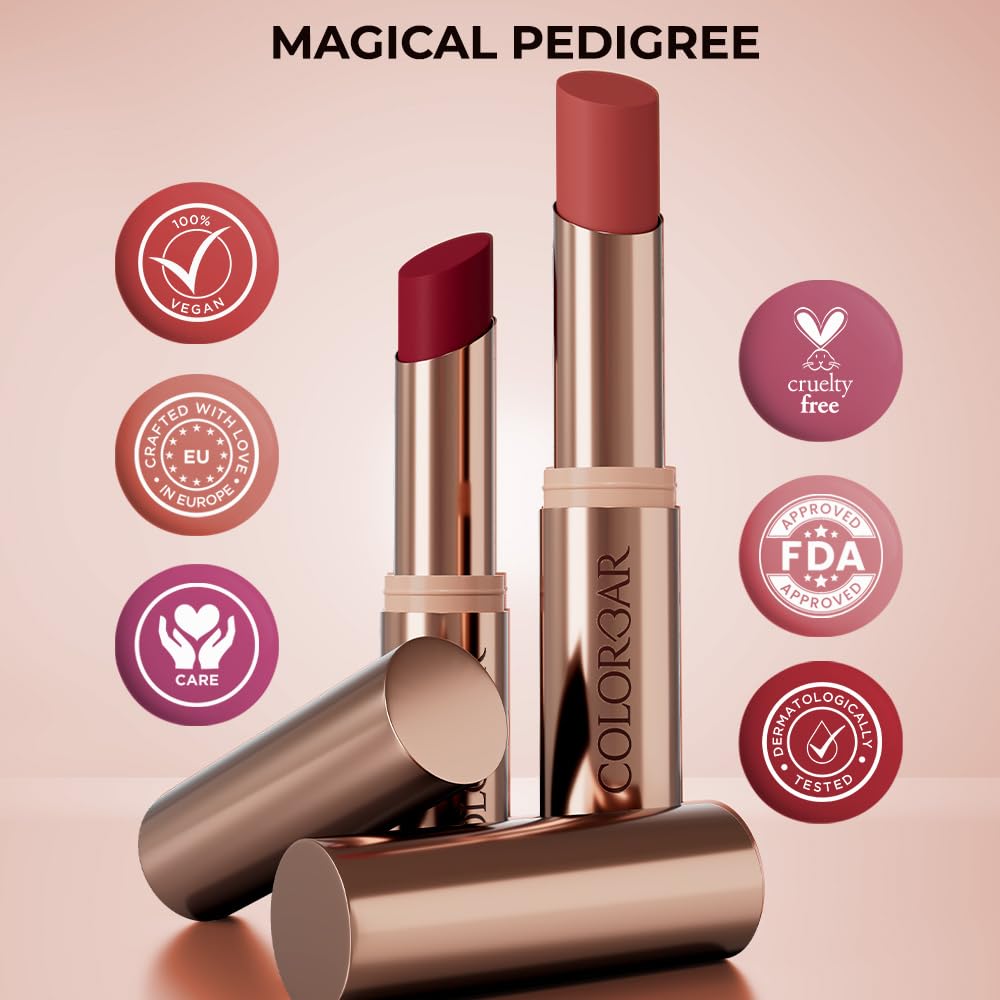 Colorbar Kissproof Lipstick | First Date Brown | Lightweight Matte Texture | Long-Lasting Vegan Lip Color | Paraben, Mineral Oil, Sulphate & Cruelty Free | 3.7 g