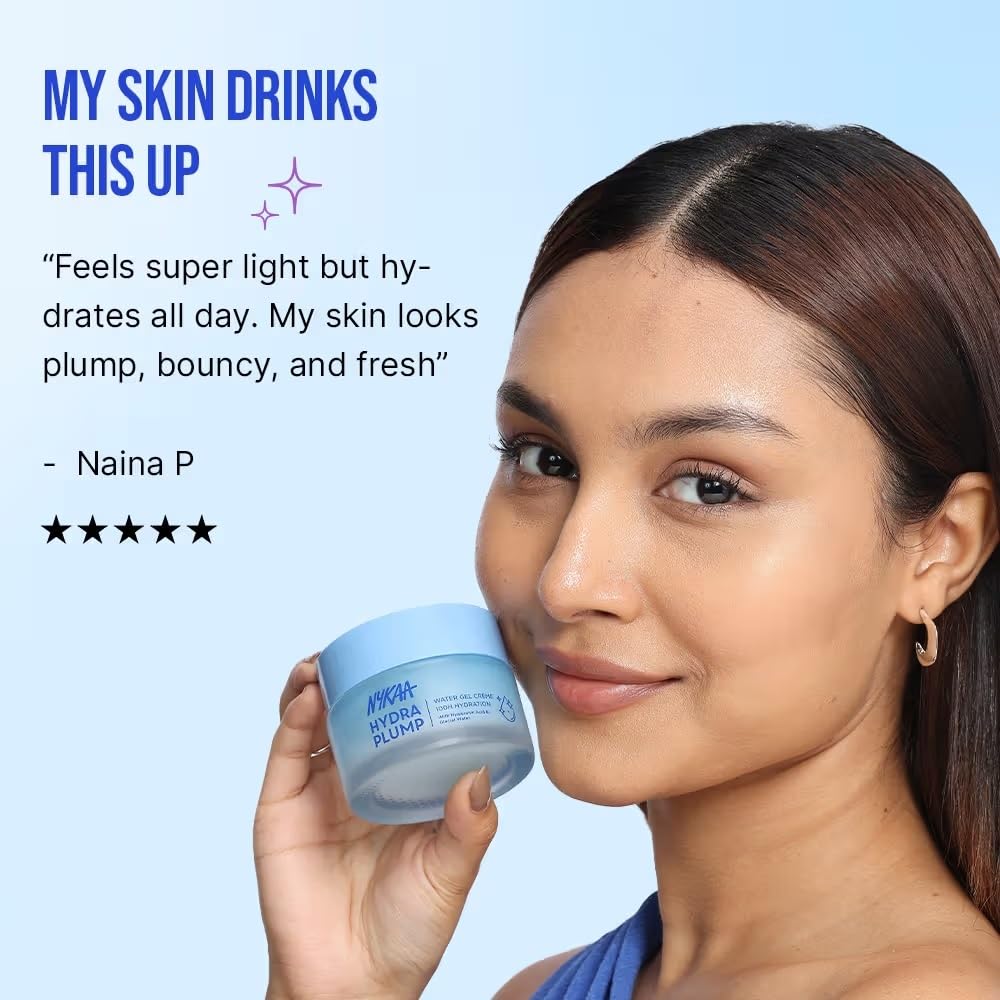 Nykaa Skin Hydra Plump Water Gel Creme Moisturiser, 100Hr Hydration, for Normal, Dry & Combination Skin, 50ml