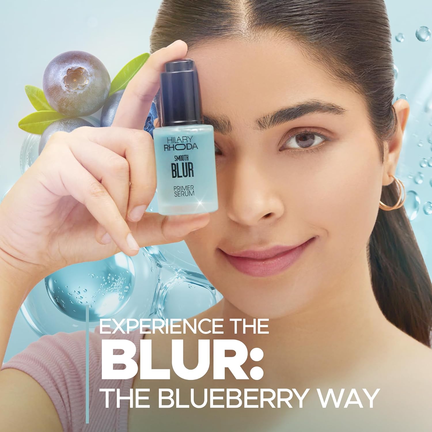 Hilary Rhoda Smooth Blur Primer Serum for face | Pore Minimizer | Niacinamide Infused | Hydrating Makeup Primer | Smooth & Glowing Skin | (Blueberry Shade 02) - 30ml