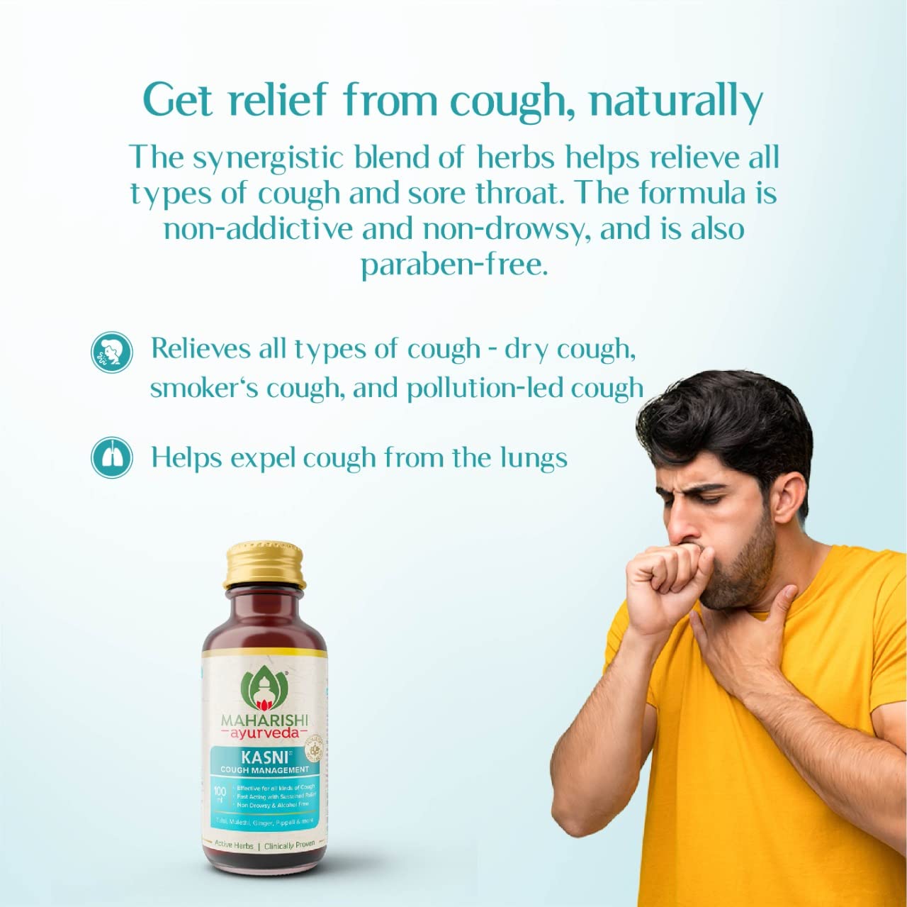Maharishi Ayurveda Kasni Cough Syrup 100 ml For Kids Dry Cough Chronic Cough , Throat Care