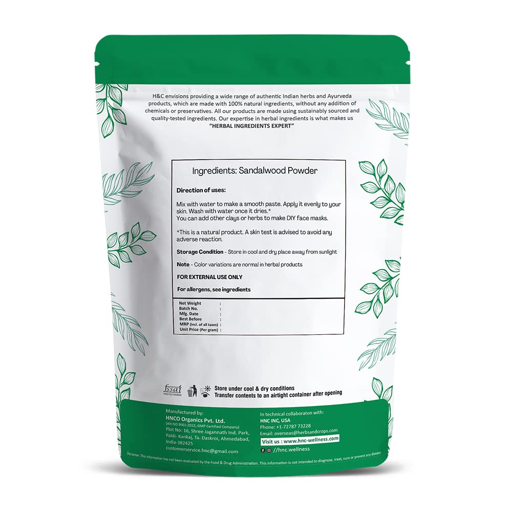 H&C Herbal Ingredients Expert 100% Natural Sandalwood/Chandan Powder For Face Pack (227g)