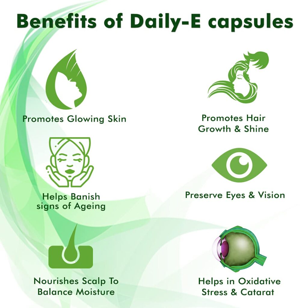 DR. MOREPEN Daily-E Natural Vitamin E 10 Softgels With Omega 3 Fatty Acid & Wheat Germ Oil For skin ageing, hair damage