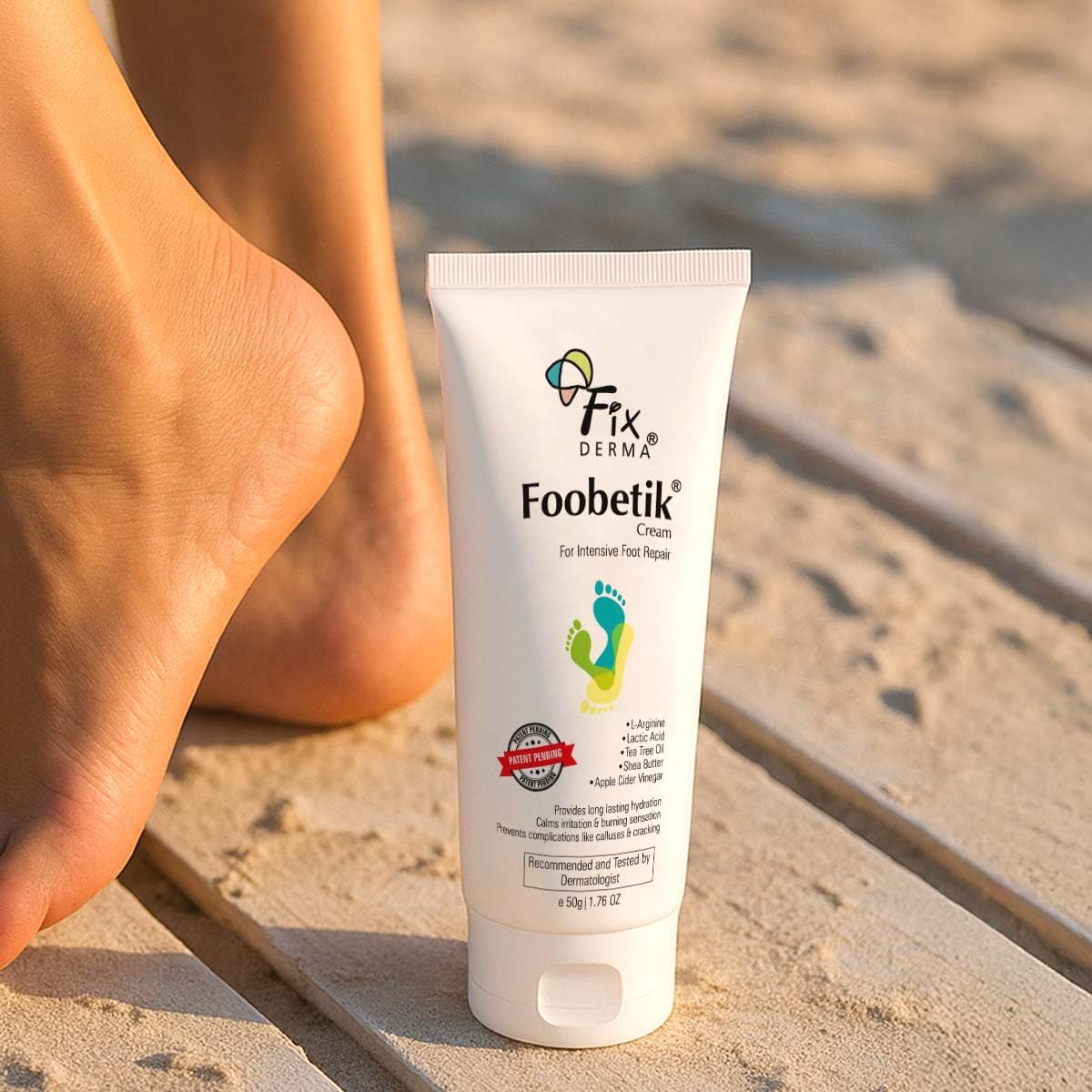 Fixderma Foobetik Cream, Foot cream, 50g For Dry & Cracked Feet, Calloused or Chapped Skin