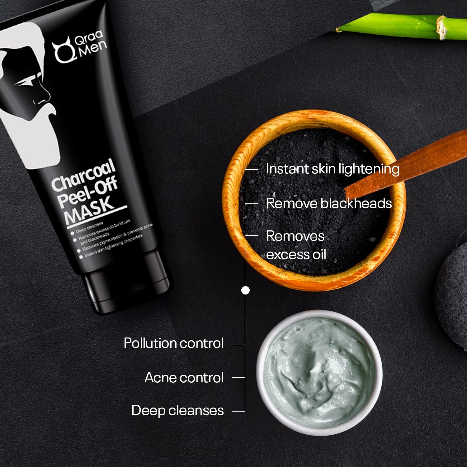 Qraa Men Activated Charcoal Peel Off Mask for Men| Deep Cleansing | Blackheads Removal | Dead Skin Removal | 100gm