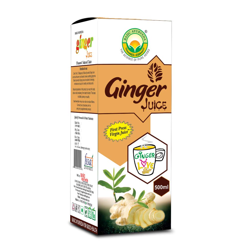 Basic Ayurveda Ginger Juice 500 ml For digestion, loss of appetite and motion sickness, bad breath