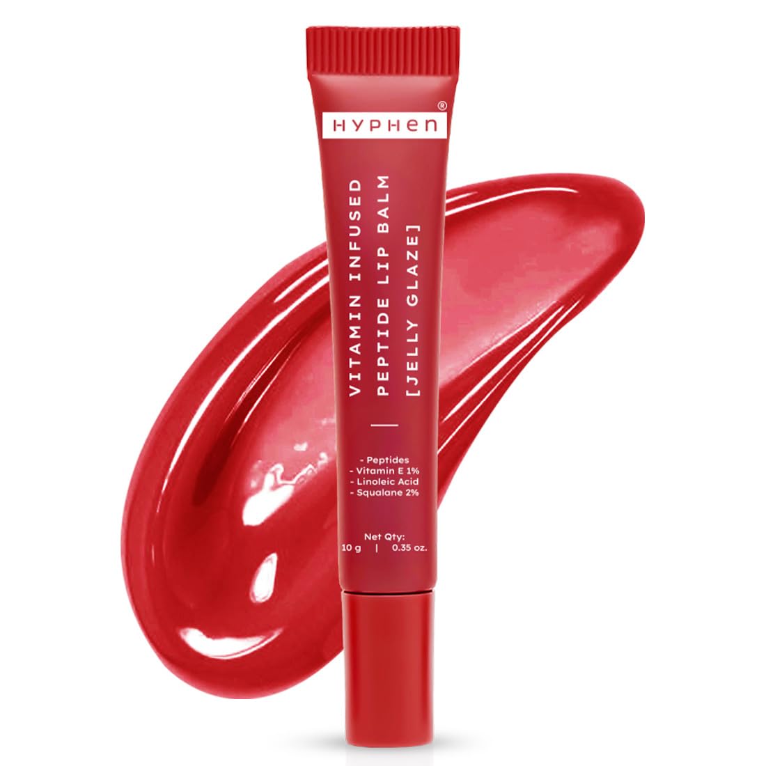 Hyphen Tinted Lip Balm, Brightens Dark & Dry Lips - 1% Vitamin E, Peptide & Squalane - Jelly Glaze (10g)