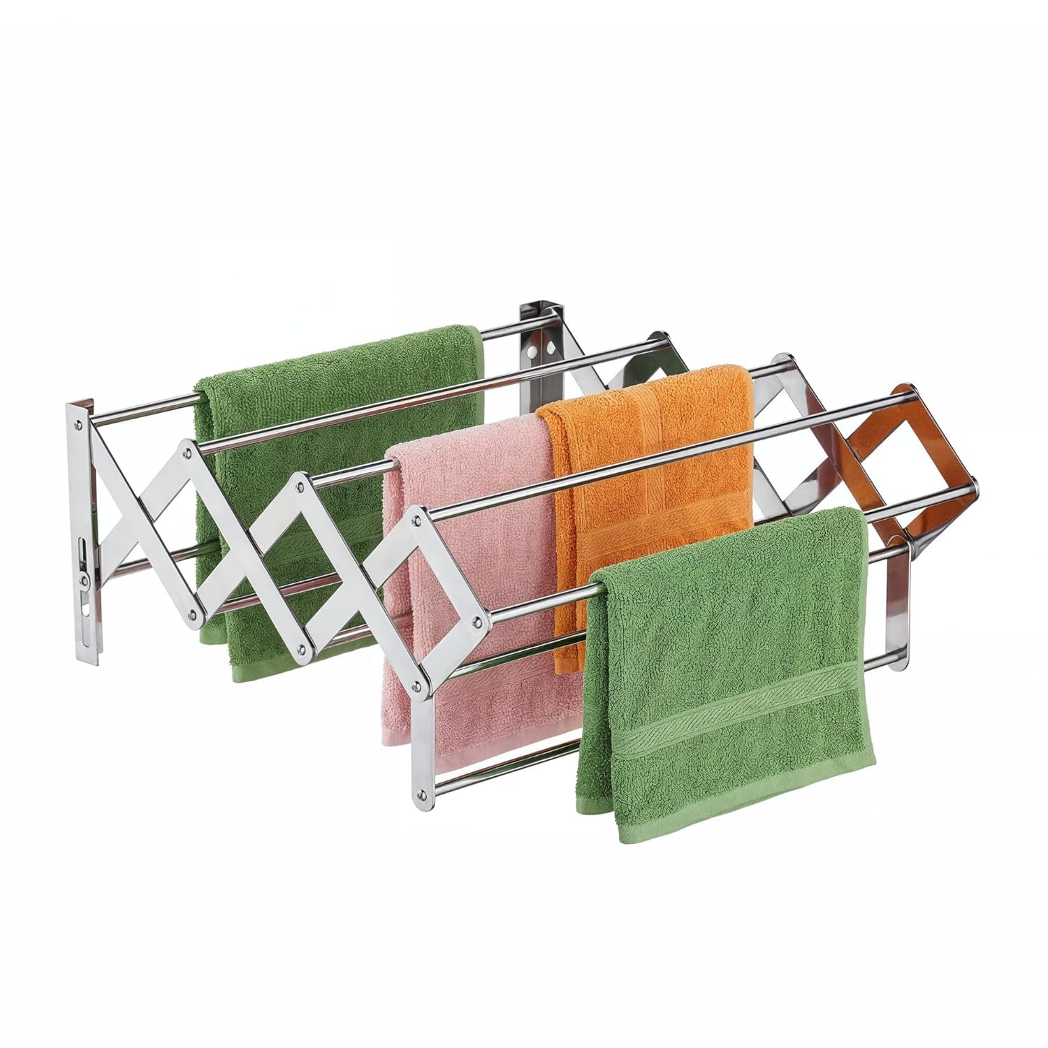 Drumstone (𝐒𝐩𝐞𝐜𝐢𝐚𝐥 𝟏𝟓 𝐘𝐞𝐚𝐫𝐬 𝐖𝐚𝐫𝐫𝐚𝐧𝐭𝐲 Stainless Steel Wall Mounted Foldable Zig Zag Clothes Drying Stand | Heavy Duty 7 Rod 2 Feet Towel & Laundry Rack | Balcony