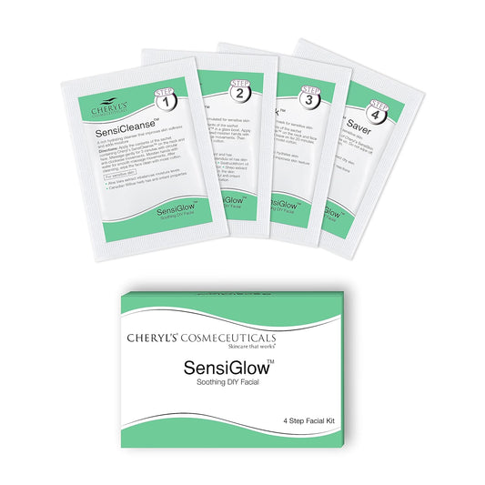 Cheryl’s Cosmeceuticals SensiGlow 1 Pack Skin Soothing 4-step Easy DIY Anti -Irritant Facial Kit for Sensitive Skin for Women and Men, 17 gm
