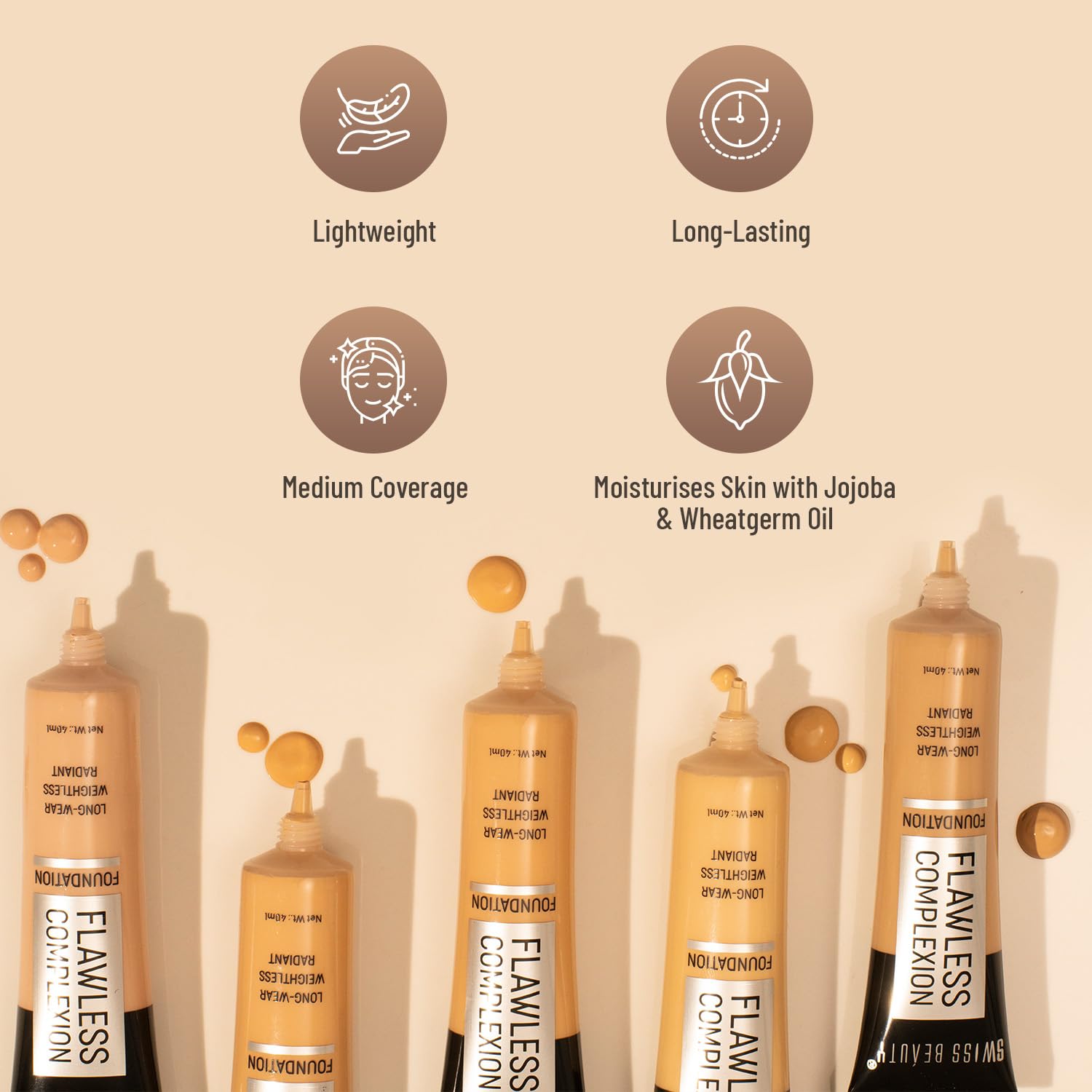 Swiss Beauty Pearl Illuminator Light Coverage Natural Foundation Cream For All Skin Types, Face Makeup, Shade- 03 Beige Natural, 35g