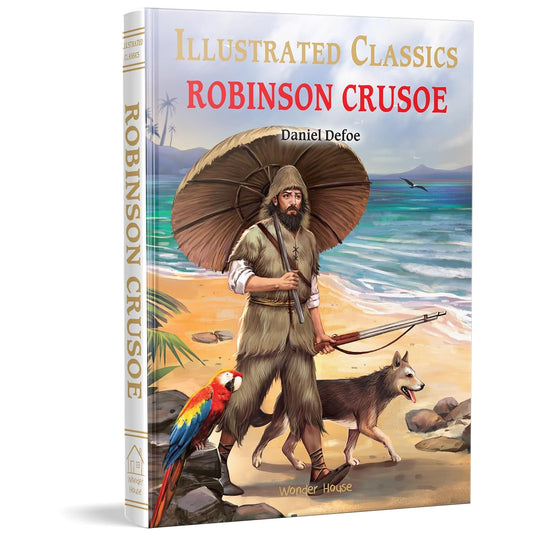 Illustrated Classics - Robinson Crusoe: Abridged Novels with Review Questions Hardcover Book