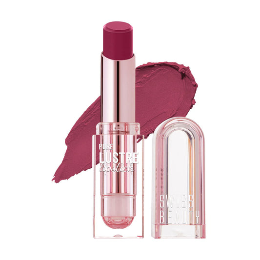 Swiss Beauty Pure Lustre Lipstick | High Shine Finish | Smooth Glide | With Olive Oil & Vitamin E | Hydrating | Shade- Lovin' Raisins, 3.8gm