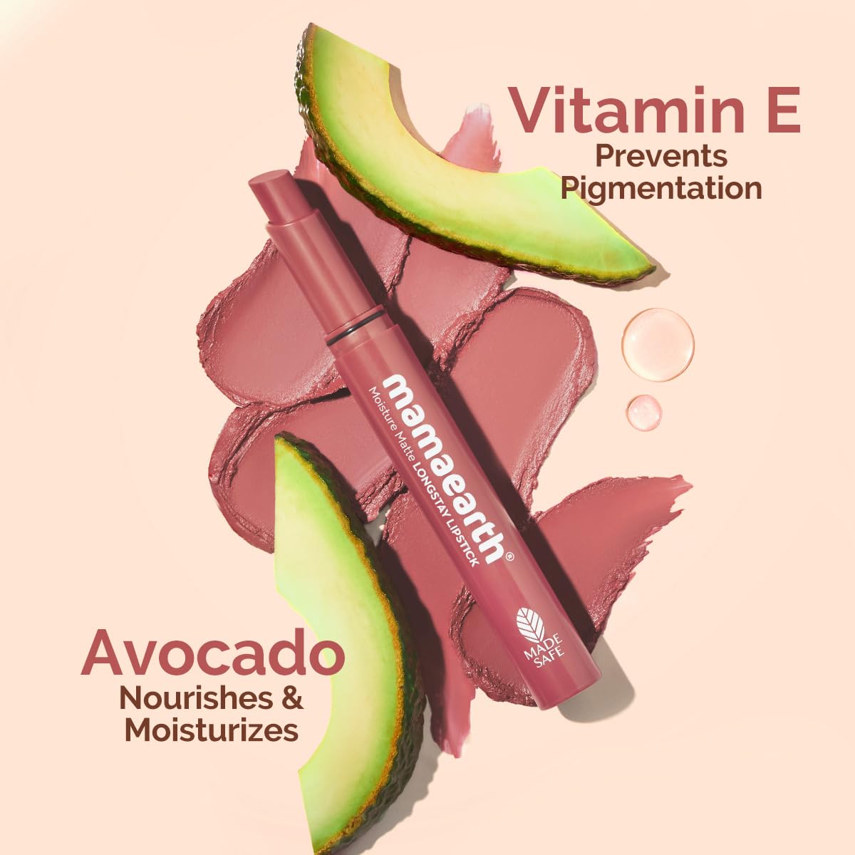 Mamaearth Moisture Matte Long Stay Lipstick-Carnation Nude - 2 gm