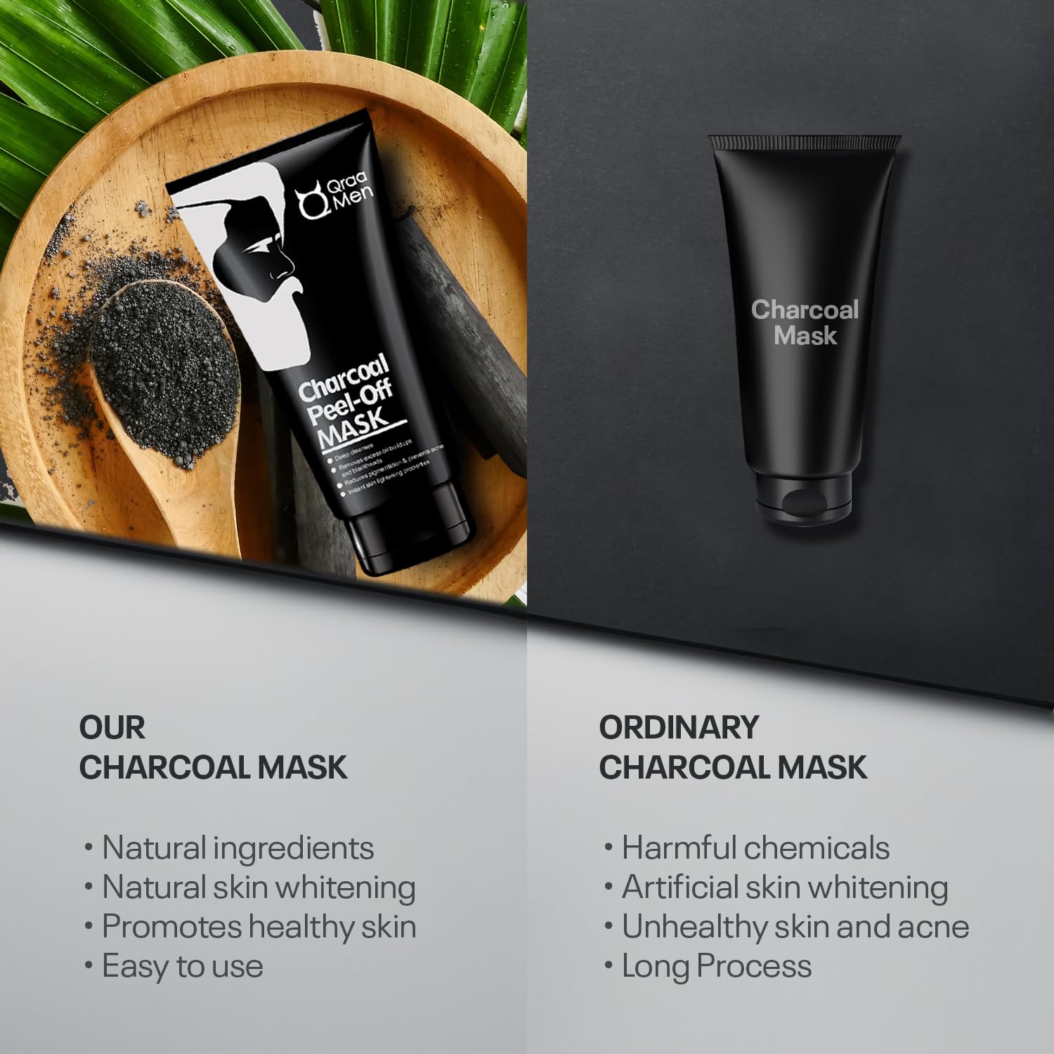 Qraa Men Activated Charcoal Peel Off Mask for Men| Deep Cleansing | Blackheads Removal | Dead Skin Removal | 100gm
