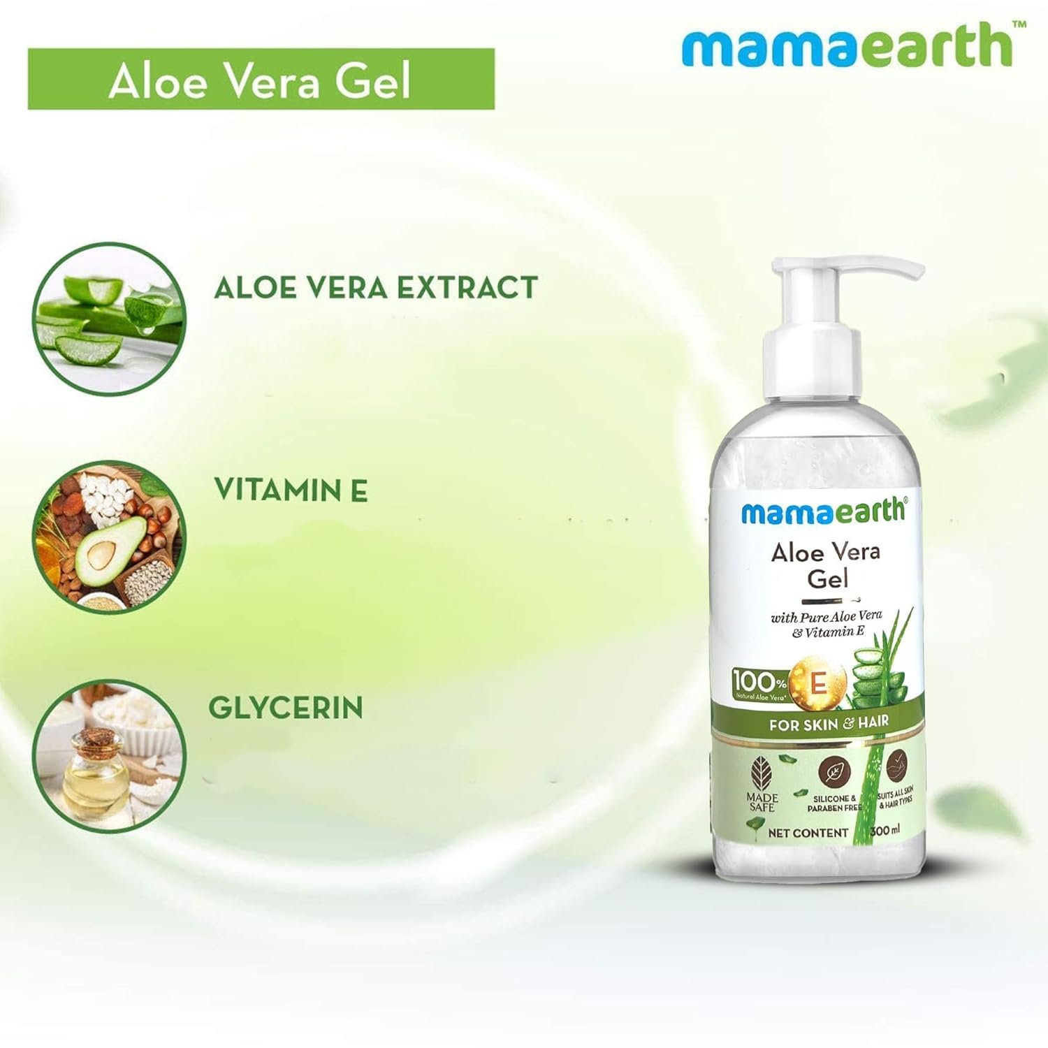 Mamaearth Aloe Vera Gel For Skin & Hair - 300 ml