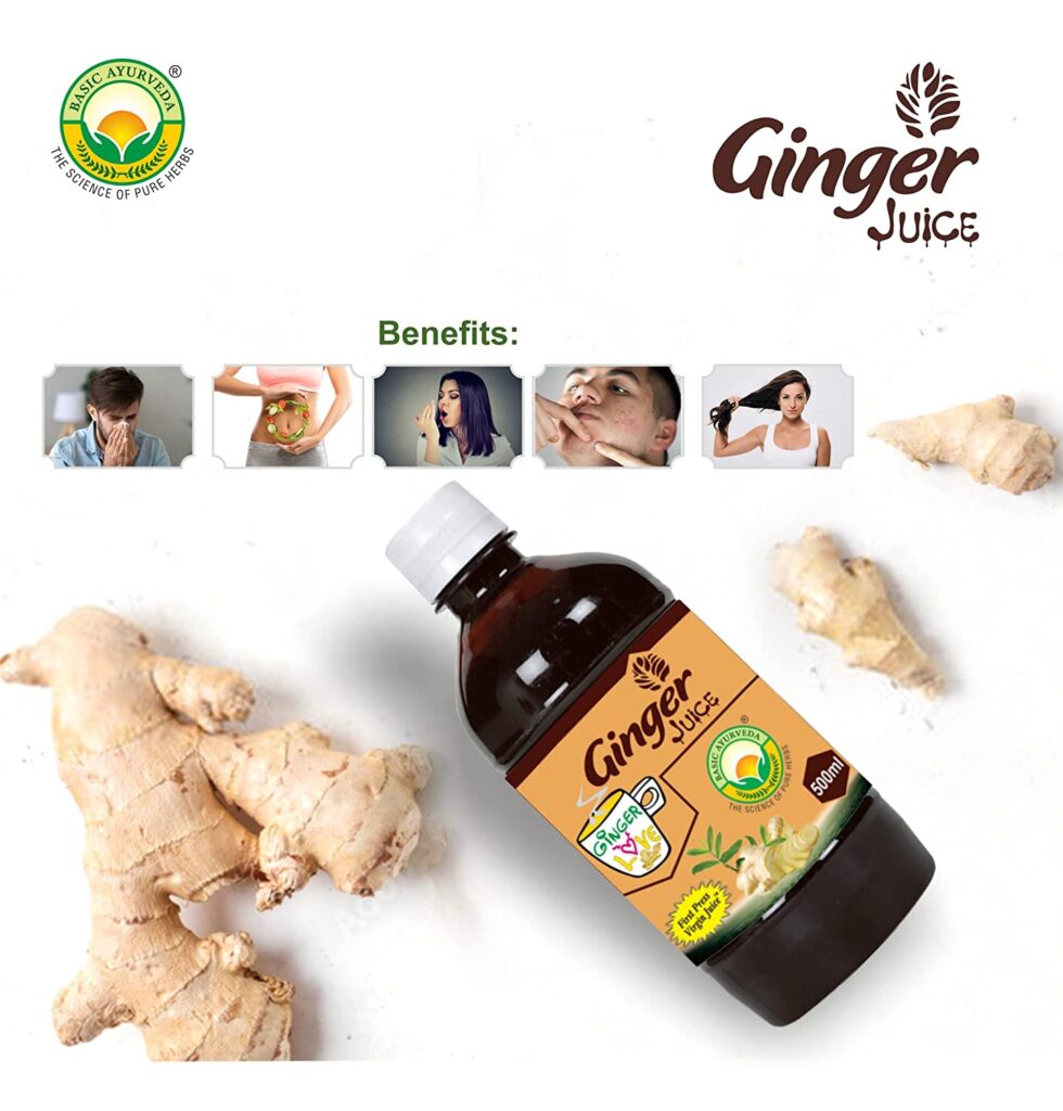 Basic Ayurveda Ginger Juice 500 ml For digestion, loss of appetite and motion sickness, bad breath
