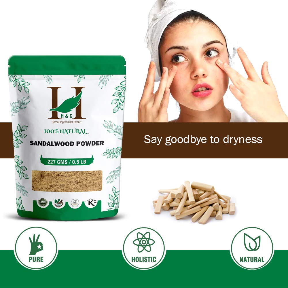 H&C Herbal Ingredients Expert 100% Natural Sandalwood/Chandan Powder For Face Pack (227g)