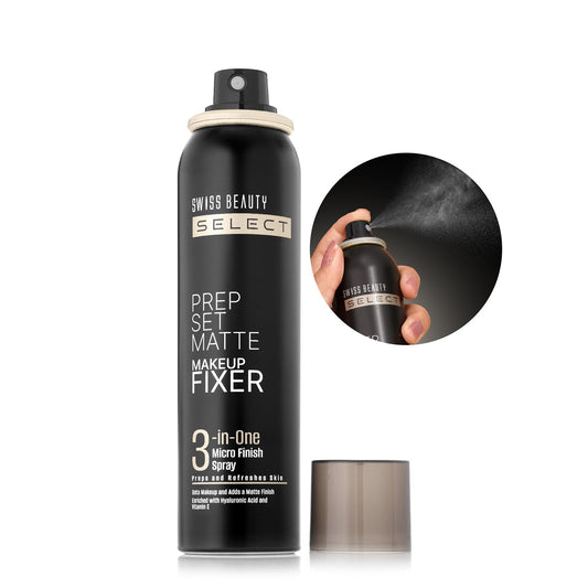 Swiss Beauty Prep Set Matte Makeup Fixer | Natural Matte Finish | With Vitamin E and Hyaluronic Acid | Long Lasting | 3-in-1 micro-fine spray | 120ml