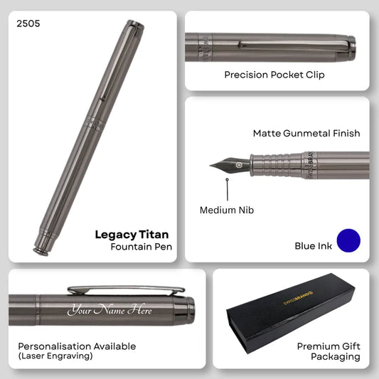 Legacy Titan Gunmetal Finish Metal Fountain Pen