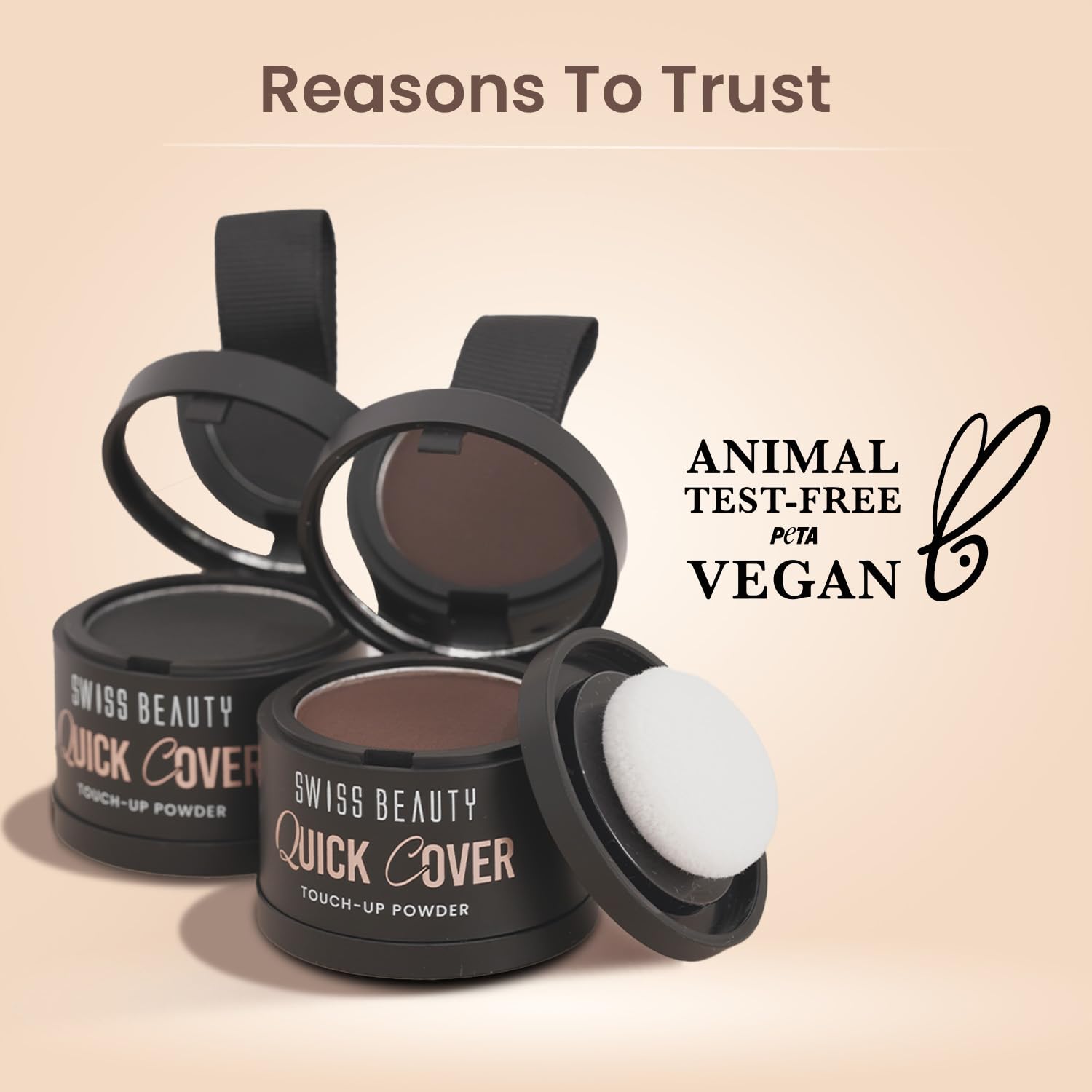 Swiss Beauty Quick Cover Touch-Up Powder | Covers Grey Roots & Bald Spots Instantly | Highly Pigmented | Ideal For Both Men & Women | Long-Lasting | Matte Finish | Shade- Smoky Black, 4g