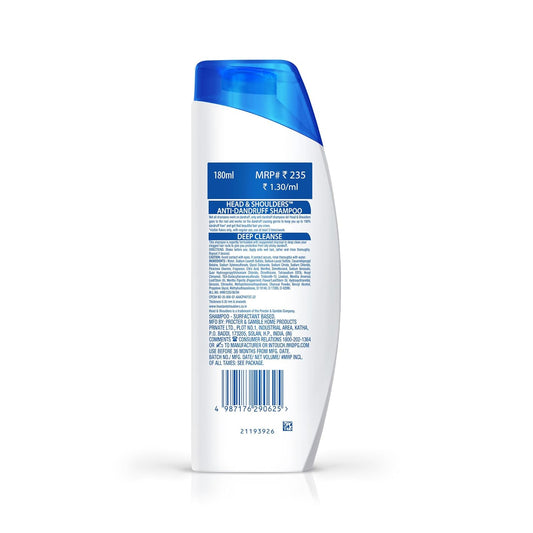 Head & Shoulders Deep Cleanse Anti-Dandruff Shampoo, Active Charcoal, 180 ML