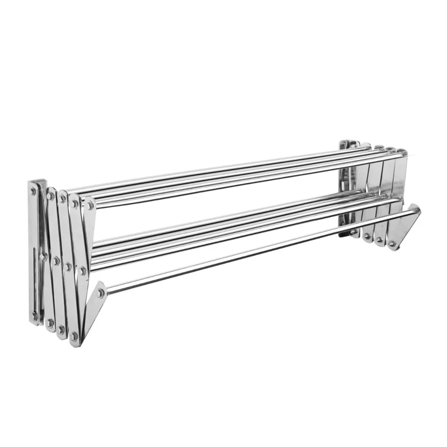 Drumstone (𝐒𝐩𝐞𝐜𝐢𝐚𝐥 𝟏𝟓 𝐘𝐞𝐚𝐫𝐬 𝐖𝐚𝐫𝐫𝐚𝐧𝐭𝐲 Stainless Steel Wall Mounted Foldable Zig Zag Clothes Drying Stand | Heavy Duty 7 Rod 2 Feet Towel & Laundry Rack | Balcony