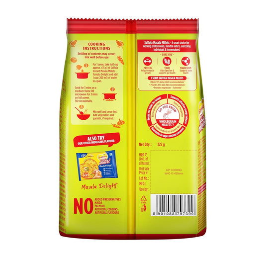 Saffola Masala Millets Tomato Delight| Lower in calories, Rich in Fibre | Yummy Millets for Happy Tummy, 225g