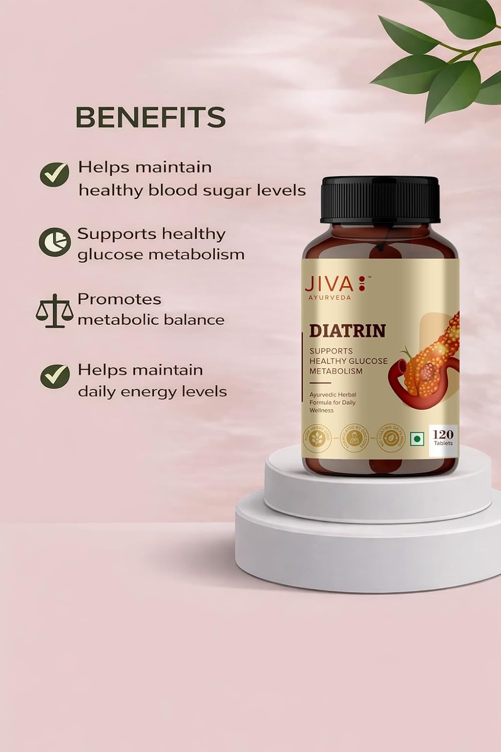 Jiva Diatrin Tablets – 120 Tablets For Sugar Control, Strengthening Pancreas, Metabolism, Urinary Disorders