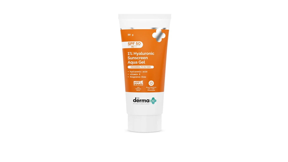 The Derma Co 1% Hyaluronic Sunscreen Aqua Gel SPF 50 PA++++ 80 gm