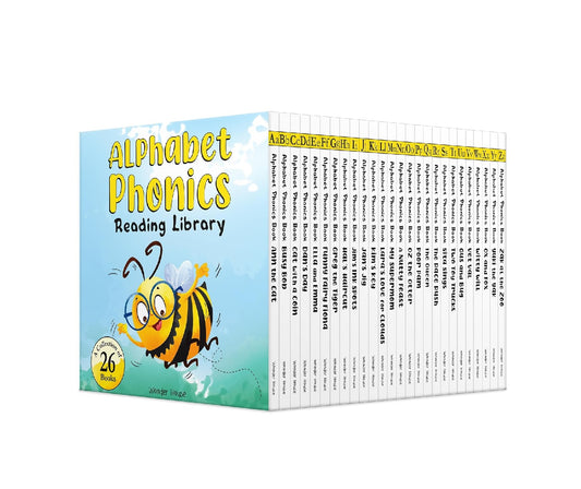Alphabet Phonics – Reading Library for Children (Boxset of 26 Books): A–Z Phonics Readers with Sight Words, Rhymes & Fun Stories | Early Reading Box Set for Kids Learning to Read | Ages 3–6 Years Board book