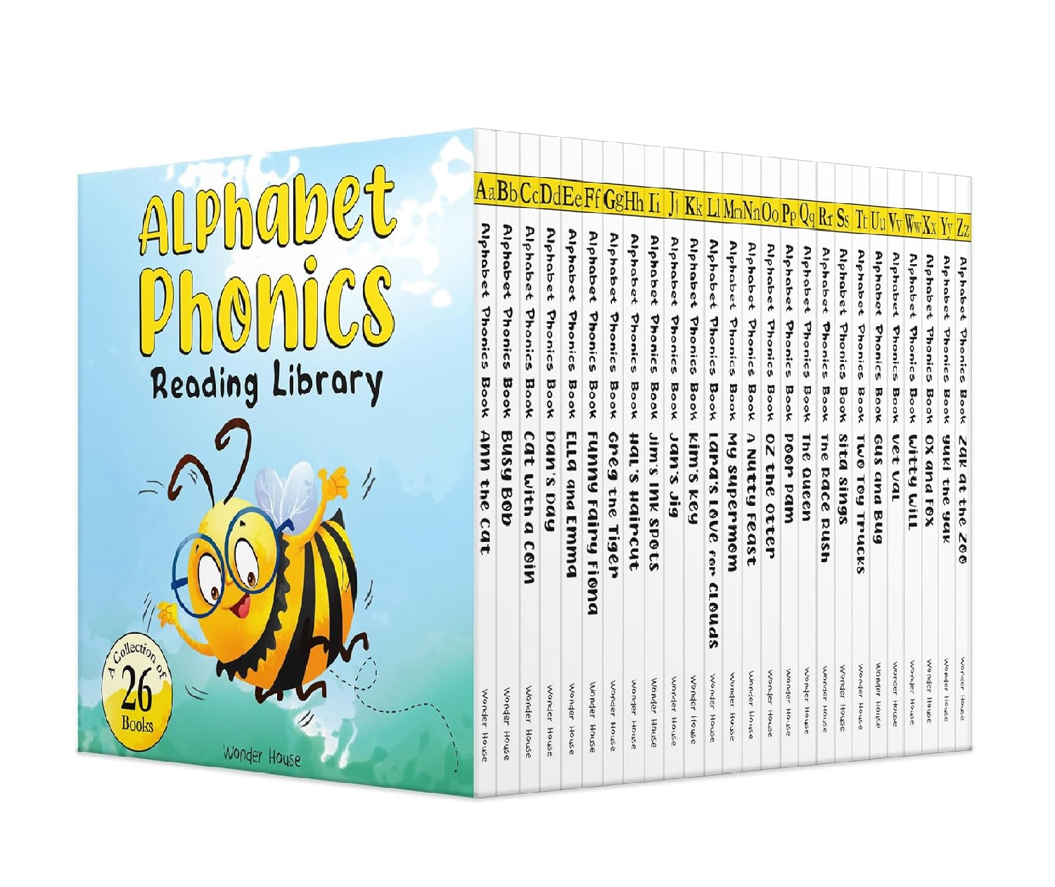 Alphabet Phonics – Reading Library for Children (Boxset of 26 Books): A–Z Phonics Readers with Sight Words, Rhymes & Fun Stories |  Board book – Box set