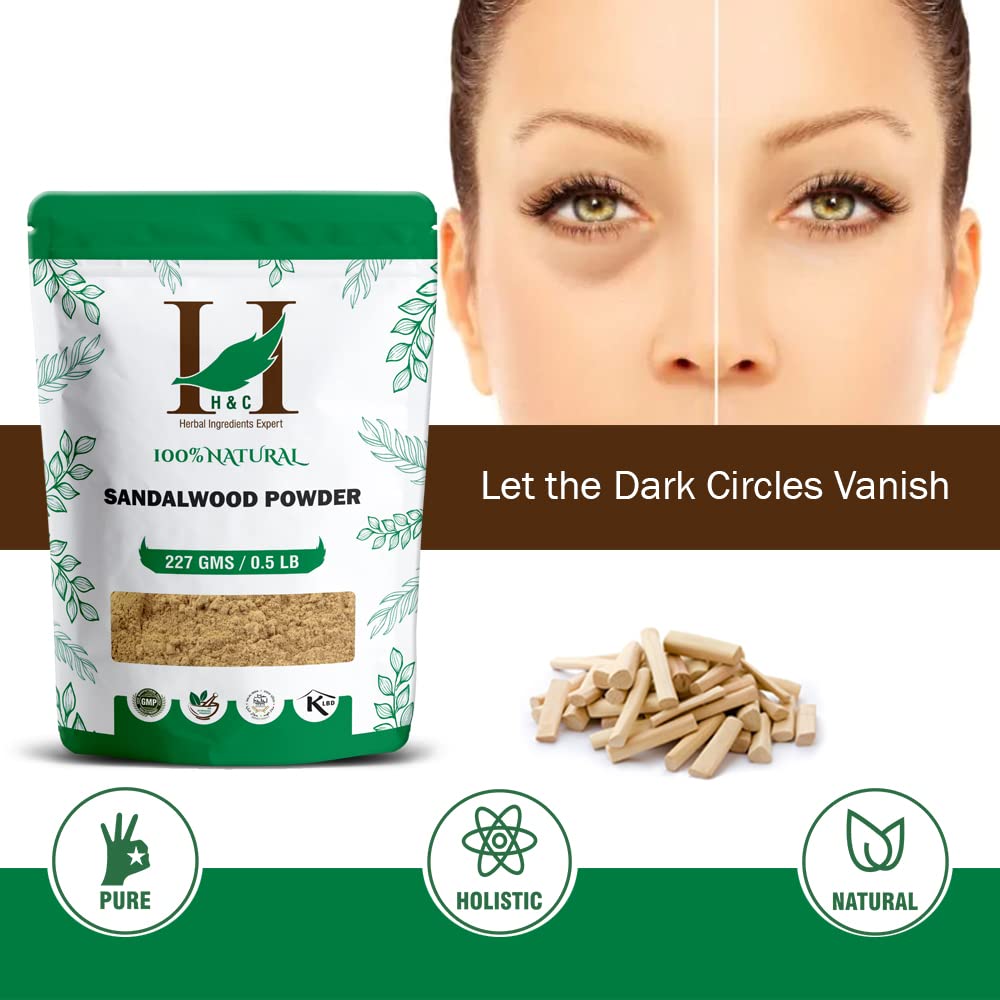 H&C Herbal Ingredients Expert 100% Natural Sandalwood/Chandan Powder For Face Pack (227g)