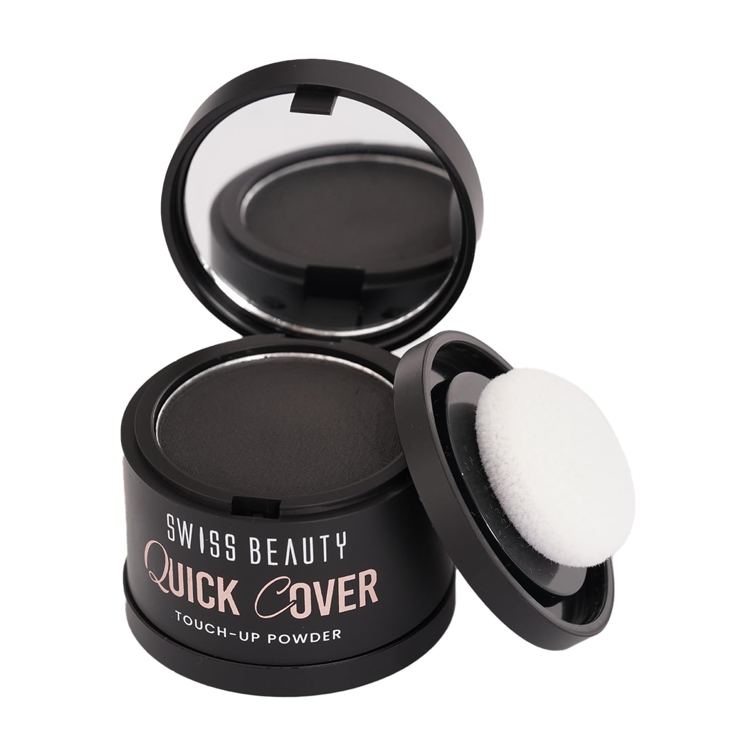 Swiss Beauty Quick Cover Touch-Up Powder | Covers Grey Roots & Bald Spots Instantly | Highly Pigmented | Ideal For Both Men & Women | Long-Lasting | Matte Finish | Shade- Smoky Black, 4g