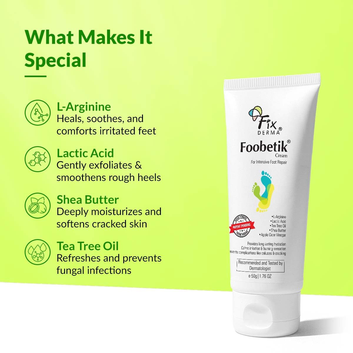 Fixderma Foobetik Cream, Foot cream, 50g For Dry & Cracked Feet, Calloused or Chapped Skin