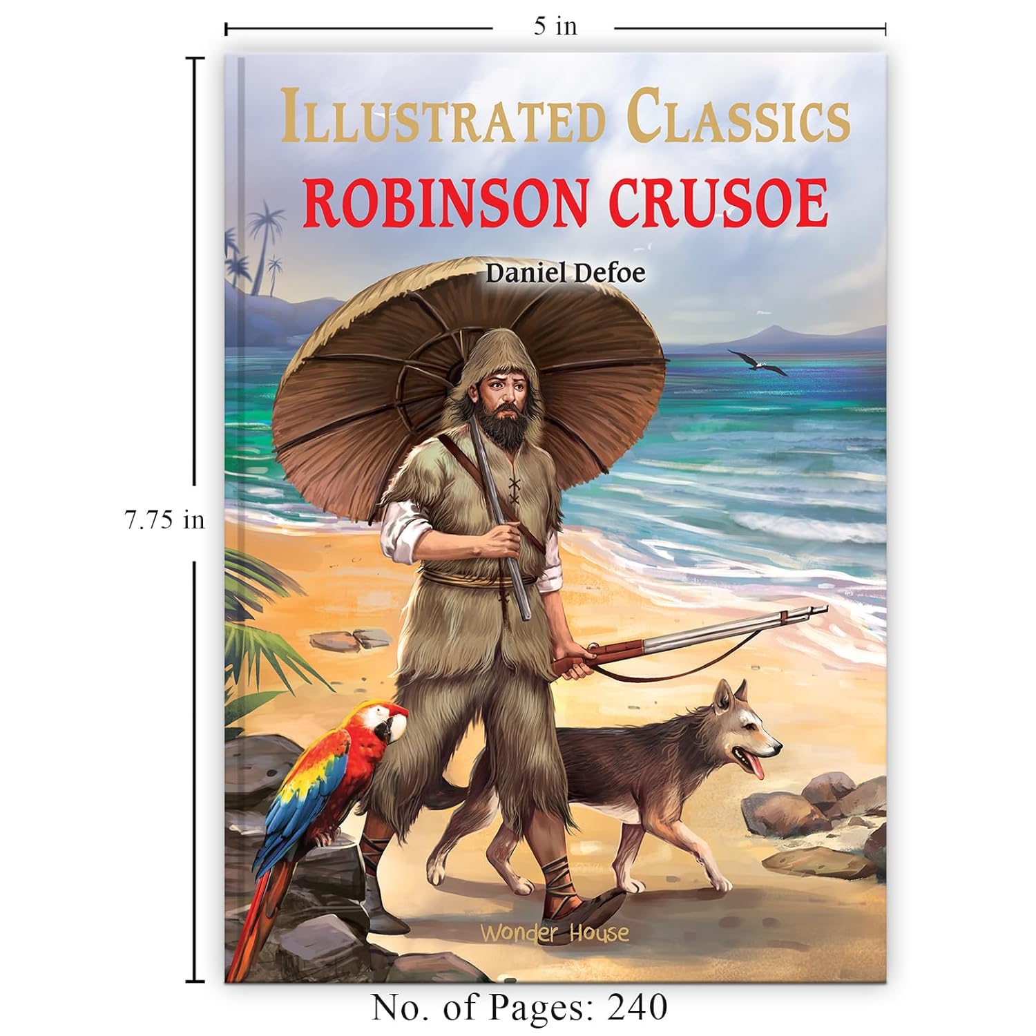 Illustrated Classics - Robinson Crusoe: Abridged Novels with Review Questions Hardcover Book