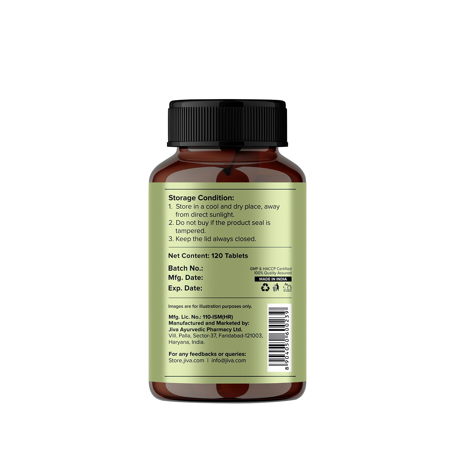 Jiva Ayurveda Ashwagandha Tablet- 120 Tablets For nervous system, stress and feeling of anxiety, immunity