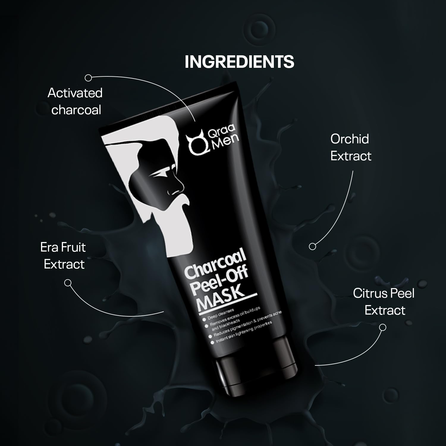 Qraa Men Activated Charcoal Peel Off Mask for Men| Deep Cleansing | Blackheads Removal | Dead Skin Removal | 100gm